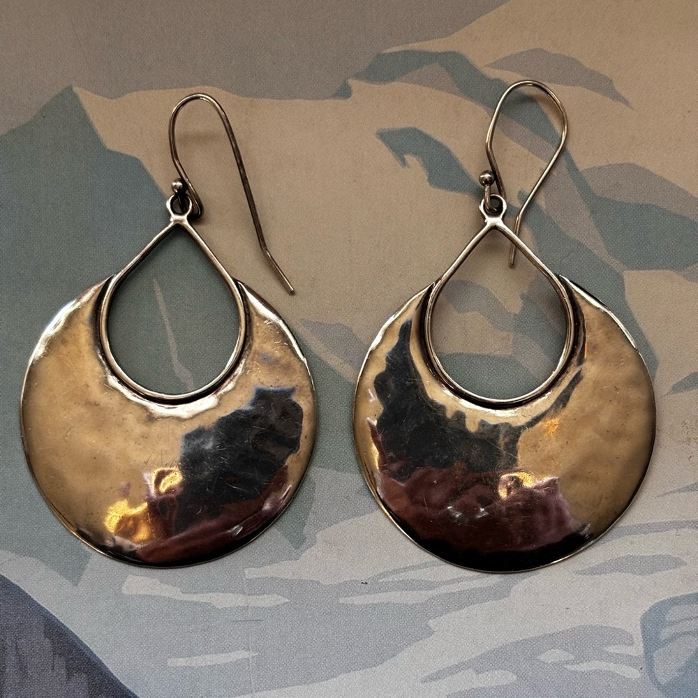 Silpada Sterling Silver "Half Moon Bay" Hammered Dangle Earrings